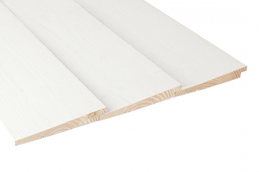 [1060814] Vuren Zweeds rabat 1 zijde geschaafd, 1 zijde fijnbezaagd, 1,1-2,7 x 19,5 x 300 cm, wit gespoten.