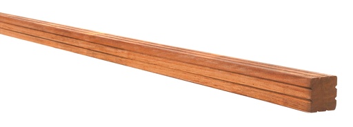 [W14205] AZ Hardhouten paal geschaafd met V-groef, gepunt 6,5 x 6,5 x 275 cm.