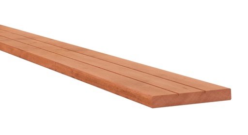 [W14970] Hardhouten met v-groeven geprofileerd dekdeel, 2,8 x 19 x 245 cm.