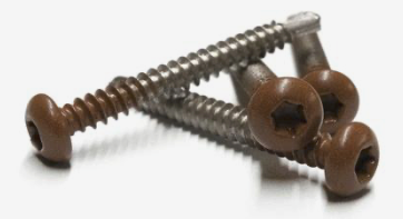 [1063911] RVS schroef met gekleurde top voor NTW Castellation PRO, set a 50 stuks incl. bit, Teak.