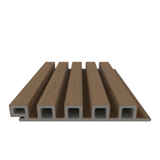 [1059175] NewTechWood HKC co-extrusie wand bekleding castellation 25 profiel, 2,5 x 19,6 x 290 cm, Teak.