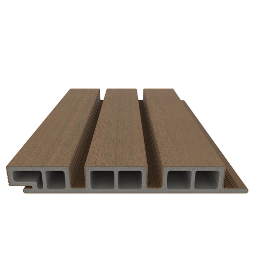 [1060371] NewTechWood HKC co-extrusie wand bekleding castellation 50 profiel, 2,5 x 19,6 x 290 cm, Teak.