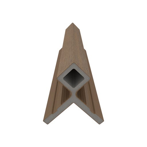 [1060368] NewTechWood HKC co-extrusie hoekprofiel castellation t.b.v. wand bekleding, 7 x 8 x 300 cm, Teak.