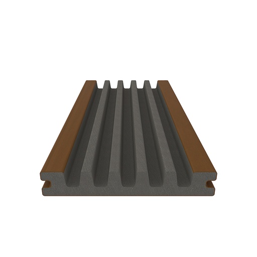 [1059168] NewTechWood HKC co-extrusie enkelzijdig dekdeel houtstructuur 2,3 x 13,8 x 400 cm, Teak.