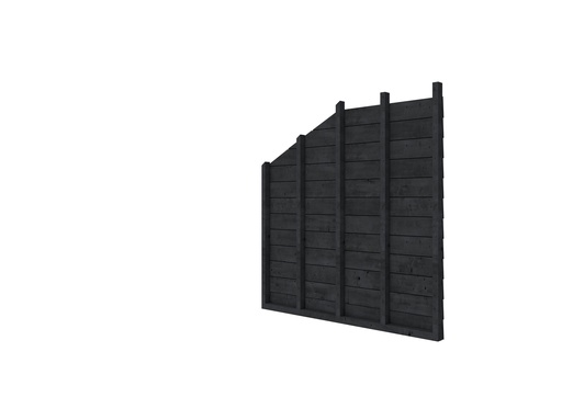 [W53550] Douglas wandpakket t.b.v. enkelzijdige zijwand kapschuur Comfort, zwart geïmpregneerd.