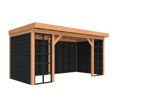 [1046185] Douglasvision buitenverblijf Comfort Compleet 500 X 270 cm, onbehandeld, wanden zwart geïmpregneerd.