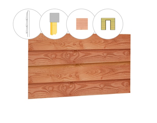 [1013644] Zweeds rabat douglas enkelzijdige wand E, t.b.v. enkele deur, 371 x 224 cm, onbehandeld.