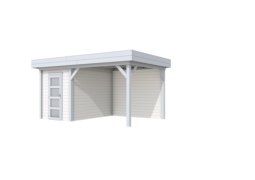 [1001656-20] Vuren Topvision Kiekendief, 200 x 300 en luifel 300 cm, wanden wit en basis lichtgrijs.