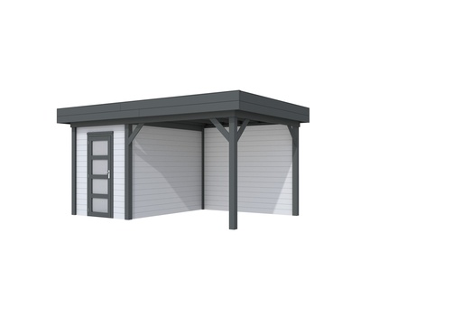 [1001656-23] Vuren Topvision Kiekendief, 200 x 300 en luifel 300 cm, wanden lichtgrijs en basis antraciet.