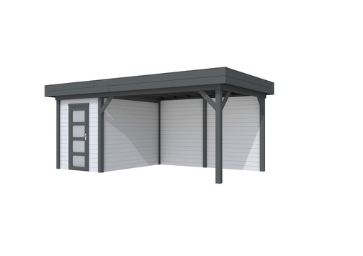 [1001659-23] Vuren Topvision Kiekendief, 200 x 300 en luifel 400 cm, wanden lichtgrijs en basis antraciet.