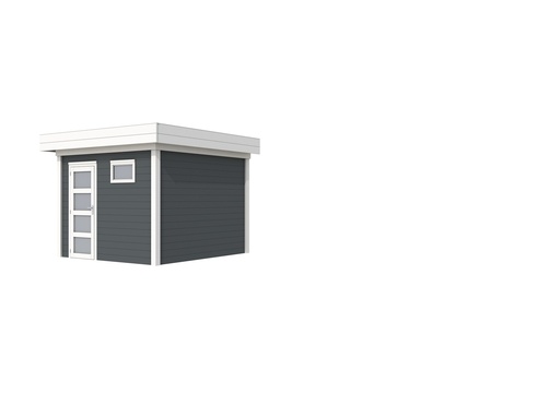 [1001809-24] Vuren Topvision Tapuit, 300 x 300 cm, wanden antraciet en basis wit.