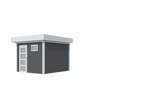 [1001809-25] Vuren Topvision Tapuit, 300 x 300 cm, wanden antraciet en basis lichtgrijs.