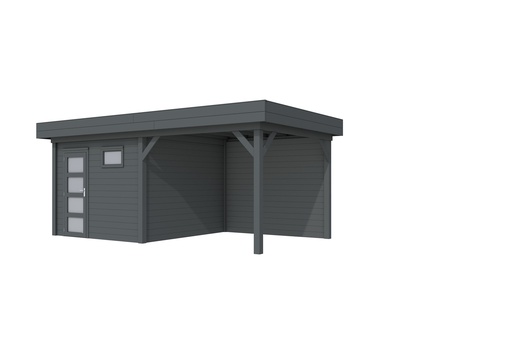 [1001812-06] Vuren Topvision Tapuit, 300 x 300 en luifel 300 cm, antraciet gespoten.