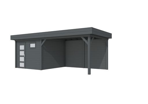 [1001815-06] Vuren Topvision Tapuit, 300 x 300 en luifel 400 cm, antraciet gespoten.