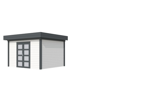 [1001806-21] Vuren Topvision Parelhoen, 400 x 300 cm, wanden wit en basis antraciet.