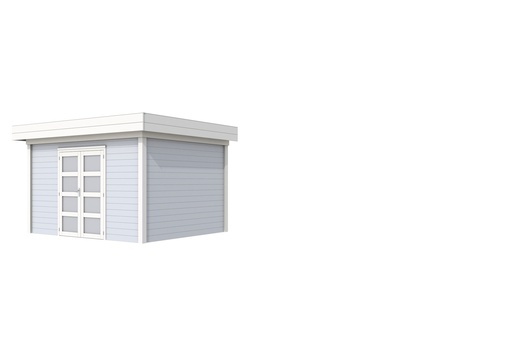 [1001806-22] Vuren Topvision Parelhoen, 400 x 300 cm, wanden lichtgrijs en basis wit.