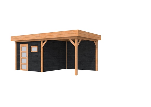 [1004368-26] Douglas Topvision Raaf, 298 x 298 en luifel 300 cm, wanden zwart geïmpregneerd en basis onbehandeld.