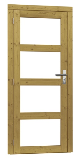 [1023930] Vuren enkele 4-ruits deur inclusief kozijn, linksdraaiend, 90 x 201 cm, groen geïmpregneerd.