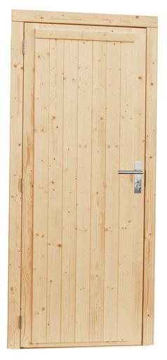 [1023907] Vuren enkele dichte deur inclusief kozijn, linksdraaiend, 90 x 201 cm, onbehandeld.