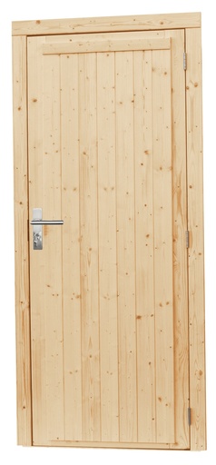 [1023908] Vuren enkele dichte deur inclusief kozijn, rechtsdraaiend, 90 x 201 cm, onbehandeld.