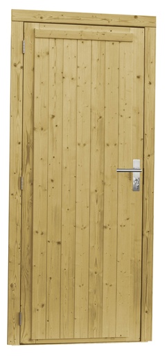 [1023936] Vuren enkele dichte deur inclusief kozijn, linksdraaiend, 90 x 201 cm, groen geïmpregneerd.