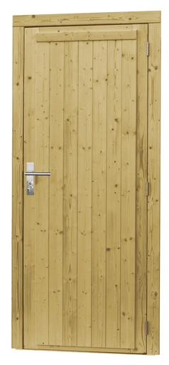 [1023937] Vuren enkele dichte deur inclusief kozijn, rechtsdraaiend, 90 x 201 cm, groen geïmpregneerd.