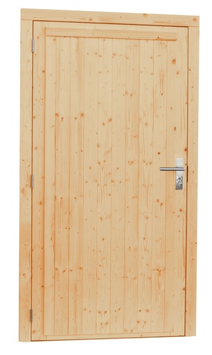 [1023909] Vuren enkele dichte deur extra breed inclusief kozijn, linksdraaiend, 112 x 201 cm, onbehandeld.