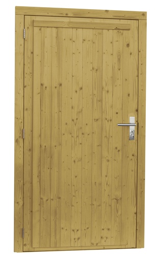 [1023938] Vuren enkele dichte deur extra breed inclusief kozijn, linksdraaiend, 112 x 201 cm, groen geïmpregneerd.