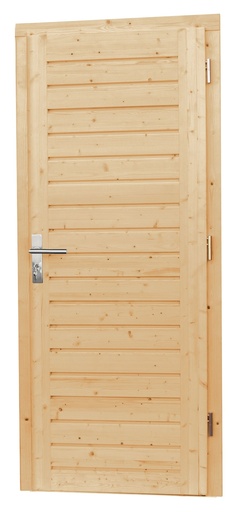 [1019049] Vuren enkele dichte opdekdeur met 5-puntssluiting, rechtsdraaiend, 90 x 201 cm, onbehandeld.