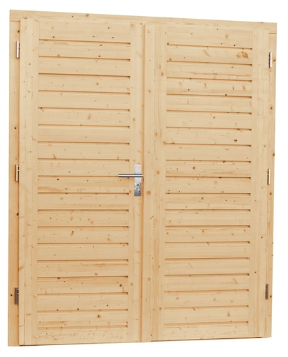 [1019050] Vuren dubbele dichte opdekdeur met 5-puntssluiting, 168 x 201 cm, onbehandeld.