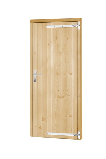 [1045630] Vuren enkele dichte deur inclusief kozijn, rechtsdraaiend, 90 x 201 cm, onbehandeld.