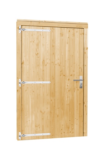 [1045645] Vuren enkele deur inclusief kozijn extra breed en hoog, linksdraaiend, 119 x 209 cm, onbehandeld.