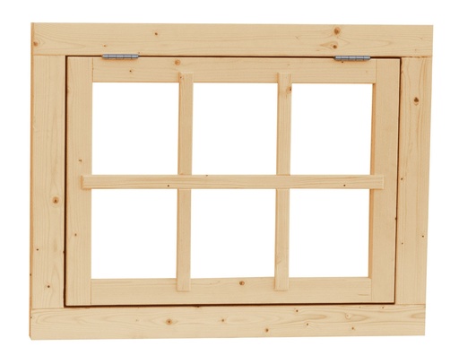 [533479] Vuren 6-ruits uitzetraam, 89,9 x 70,3 cm, onbehandeld.