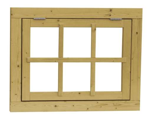 [1002440] Vuren 6-ruits uitzetraam, 89,9 x 70,3 cm, groen geïmpregneerd.