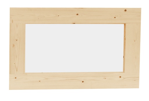 [1004223] Vuren vast raam met melkglas, 71,2 x 43,8 cm, onbehandeld.