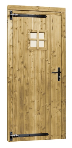 [1023917] Douglas enkele 1-ruits deur inclusief kozijn, linksdraaiend, 90 x 201 cm, groen geïmpregneerd.