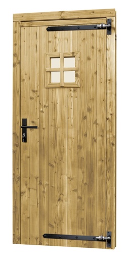 [1023918] Douglas enkele 1-ruits deur inclusief kozijn, rechtsdraaiend, 90 x 201 cm, groen geïmpregneerd.