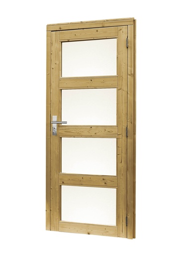 [1023916] Douglas enkele 4-ruits deur inclusief kozijn, rechtsdraaiend, 90 x 201 cm, groen geïmpregneerd.