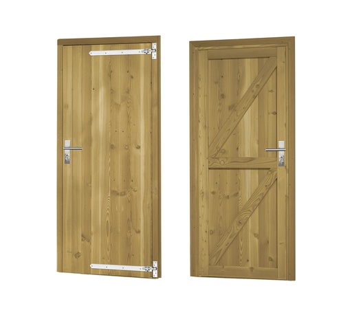 [1023922] Douglas enkele dichte deur inclusief kozijn, rechtsdraaiend, 90 x 201 cm, groen geïmpregneerd.