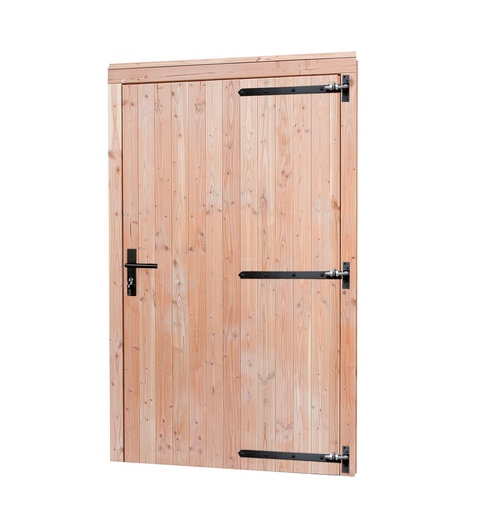 [1060677] Douglas enkele deur extra breed met zwart beslag, rechtsdraaiend, 119 x 209 cm, onbehandeld.
