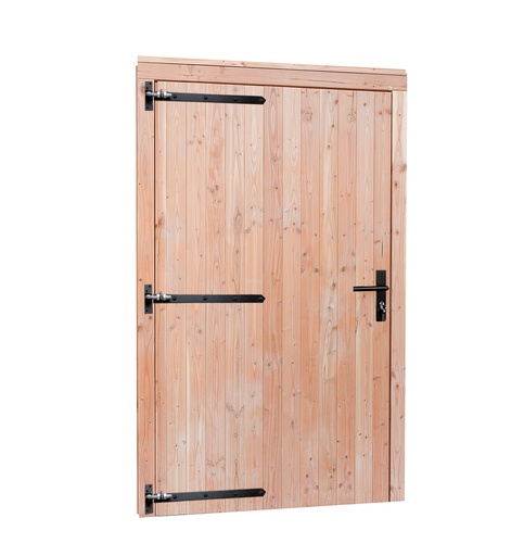 [1060680] Douglas enkele deur extra breed met zwart beslag, linksdraaiend, 119 x 209 cm, groen geïmpregneerd.