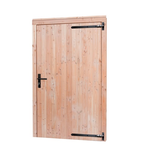 [1060683] Douglas enkele deur extra hoog en breed met zwart beslag, rechtsdraaiend, 110 x 214 cm, onbehandeld.