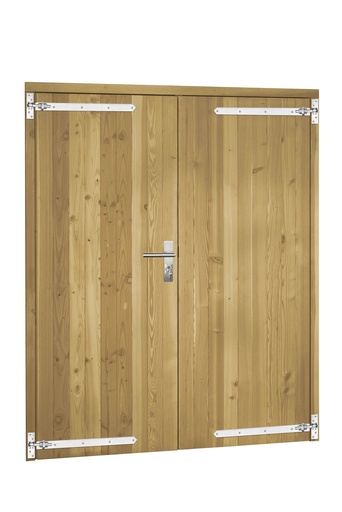 [1023913] Douglas dubbele dichte deur inclusief kozijn, 168 x 201 cm, groen geïmpregneerd.