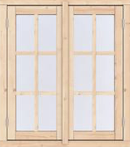 [1073442] Vuren dubbel draairaam Prestige, 112 x 126,2 cm, onbehandeld. Incl. dubbel glas, roedes niet voorgemonteerd
