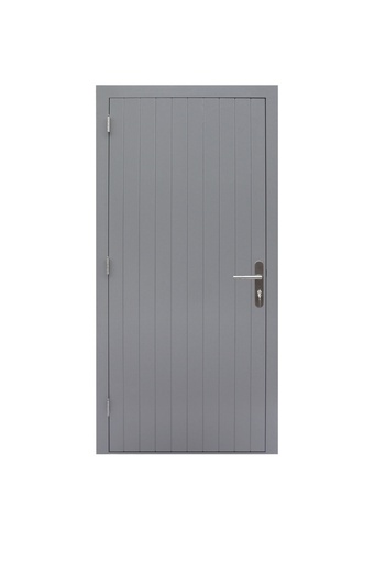 [1017090] Hardhouten enkele dichte deur Prestige, linksdraaiend, 109 x 221 cm, grijs gegrond.