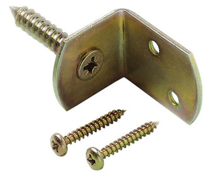 [W19007] L-beslag inclusief schroeven, 4 stuks op kaart, geel verzinkt.