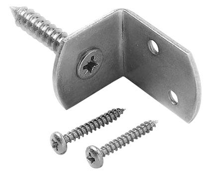 [W19019] L-beslag inclusief schroeven, 4 stuks op kaart, RVS.