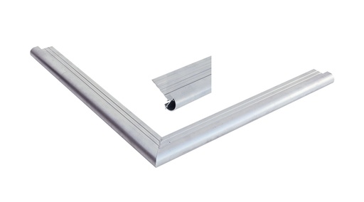 [1016897] Aluminium daktrimset met ronde kraal t.b.v. plat dak, maximale dakmaat 1600 x 700 cm.