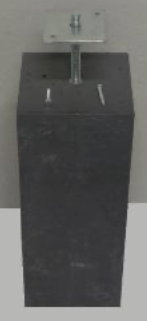 Betonpoer antraciet voor 20 x 20 cm paal, 58 cm hoog, zonder facet, incl. stelplaatje