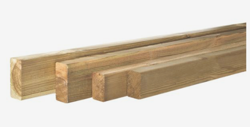 2.8 x 9.5 cm, N.E. vuren geimpregneerd, geschaafd met ronde hoeken